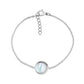 Silver moonlight mother of pearl women's bracelet with 12mm round centerpiece and adjustable chain
