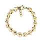 Gold stainless steel bracelet with linked heart-shaped charms and adjustable lobster clasp