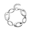 Women's bracelet with alternating large and small polished silver oval links and adjustable chain clasp