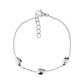 Women's stainless steel bracelet with three polished oval dome links and adjustable chain in silver tone