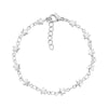 Silver abstract star link bracelet with 4.5mm star charms and 6.5 inch length plus extension
