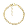 Elegant flat twist stainless steel bracelet in polished gold with lobster clasp and adjustable extension chain