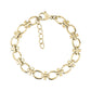 Gold structured link bracelet for women featuring oval and cross-shaped links with lobster clasp and chain extender