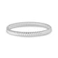 Silver fluted bangle bracelet with 6mm width and ribbed design, inner diameter 50x60mm