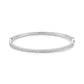 Silver stainless steel bangle bracelet with pavé-set cubic zirconia stones on front profile