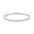 Silver stainless steel bangle bracelet with pavé-set cubic zirconia stones on front profile