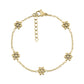 Gold stainless steel Classic Bloom Bead Bracelet with five beaded sunflower flower charms and an adjustable chain