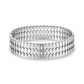Silver polished tile link bangle bracelet with interlocking oval links, 16mm wide