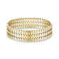 Gold polished tile link bangle bracelet featuring the same interlocking oval links design, 16mm wide