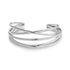 Silver intertwined wire open cuff bangle bracelet for women with polished stainless steel finish