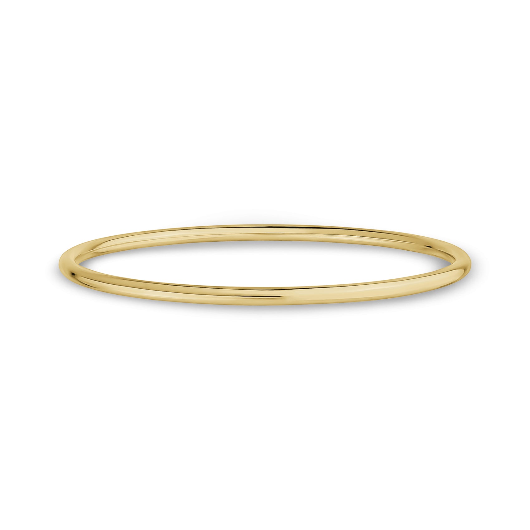 Gold polished solid cuff bangle bracelet for women, slim 3mm width with shiny finish