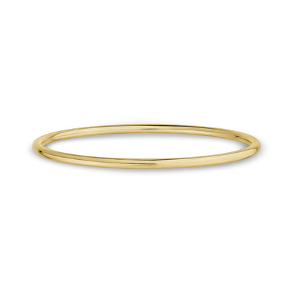 Gold polished solid cuff bangle bracelet for women, slim 3mm width with shiny finish