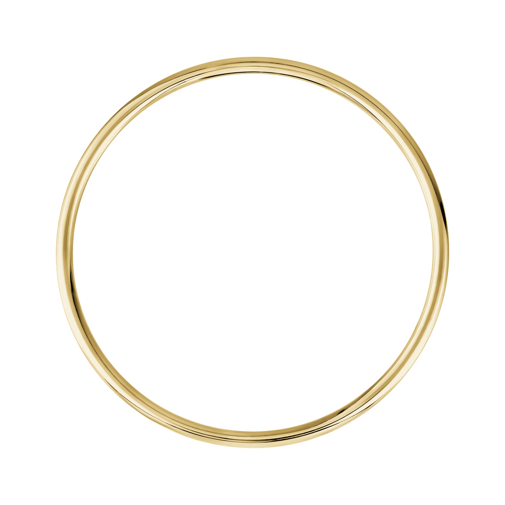 Top view of gold polished solid cuff bangle highlighting smooth round design