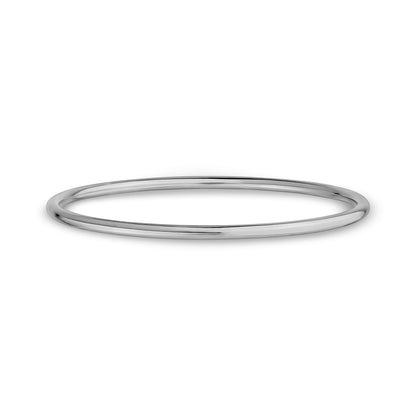 Silver polished solid cuff bangle bracelet for women, 3mm wide with smooth finish