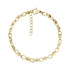 Gold contemporary oval link bracelet with polished and textured stainless steel detailing and lobster clasp