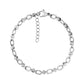 Silver contemporary oval link bracelet with polished and textured stainless steel detailing and lobster clasp