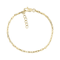 Fine link gold chain bracelet with lobster clasp and adjustable extension