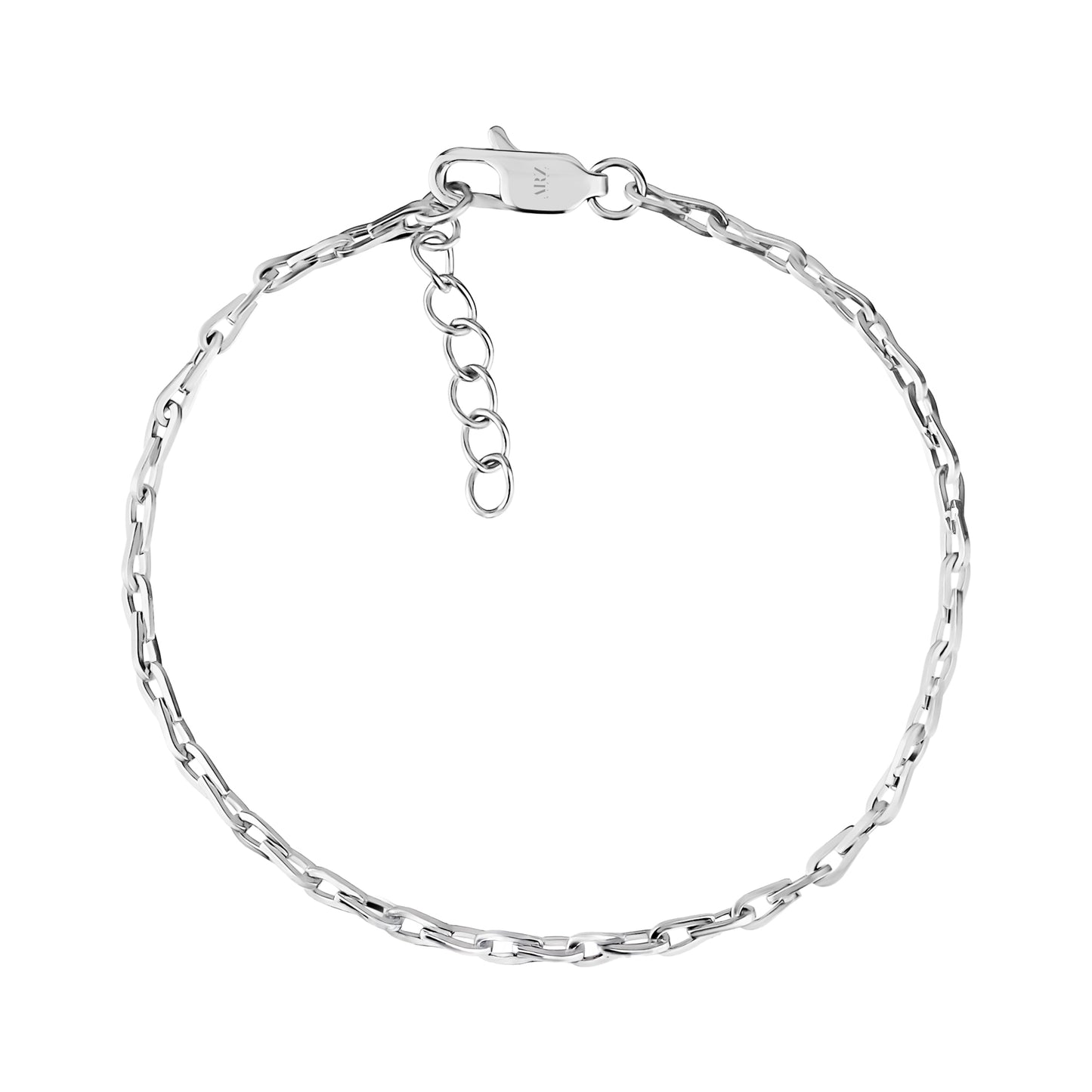 Fine link silver chain bracelet with lobster clasp and adjustable extension