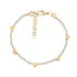 Gold Heart Station Tennis Bracelet featuring cubic zirconia stones and matte heart charms with adjustable lobster clasp