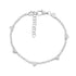 Silver Heart Station Tennis Bracelet with cubic zirconia stones and matte heart charms, adjustable lobster clasp