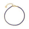 Gold-tone stainless steel woven cord bracelet with blue thread and lobster clasp, adjustable length with chain links