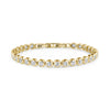 Gold bezel tennis bracelet with round cubic zirconia stones and secure clasp