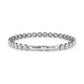 Back view of silver bezel tennis bracelet showing clasp and stone settings