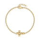Minimal diamond cut cross bracelet in gold stainless steel, delicate chain with diamond-cut cross pendant