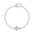 Minimal diamond cut cross bracelet in silver stainless steel, fine chain with sparkling cross charm