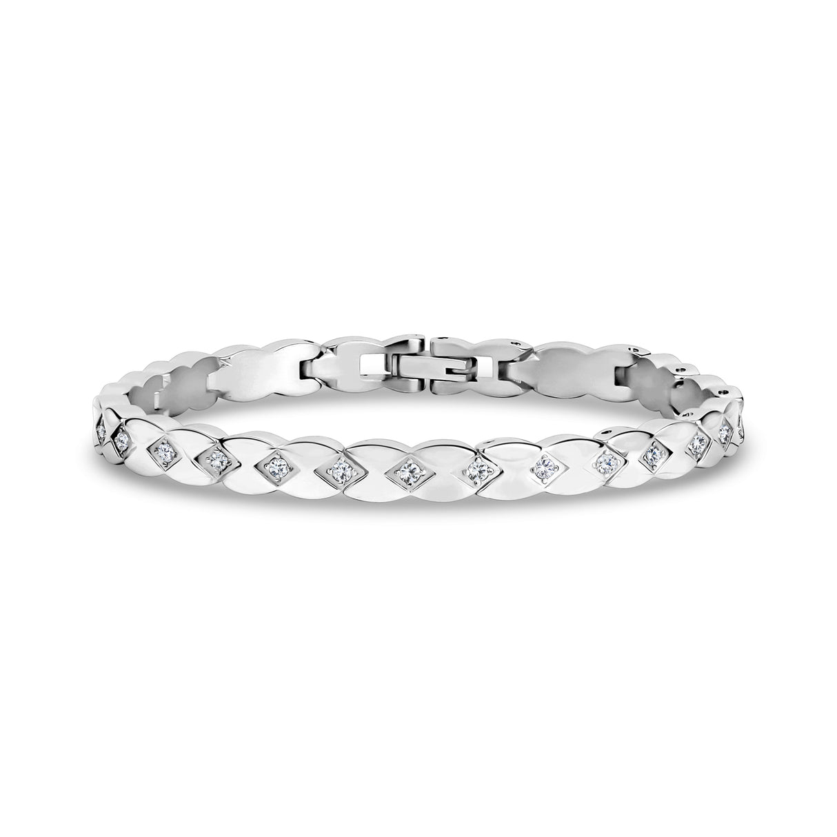 Elegant Stone-Set Link Bracelet - Women Bracelet - The Steel Shop
