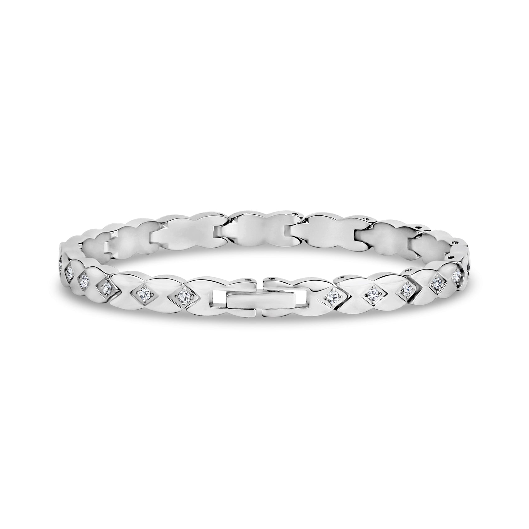 Elegant Stone-Set Link Bracelet - Women Bracelet - The Steel Shop