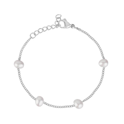 Minimalist Pearl Station Bracelet - Women Bracelet - The Steel Shop