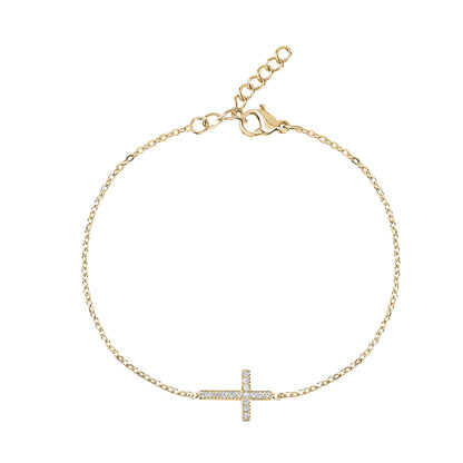 Pavé Side Cross Bracelet - Women Bracelet - The Steel Shop