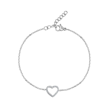 Pavé Open Heart Bracelet - Women Bracelet - The Steel Shop
