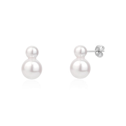 Double Pearl Stud Earrings - Earrings - The Steel Shop