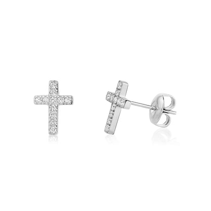 Pavé Cross Studs - Earrings - The Steel Shop