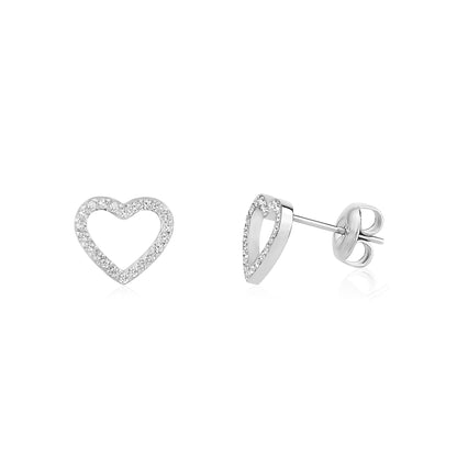 Pavé Open Heart Studs - Earrings - The Steel Shop