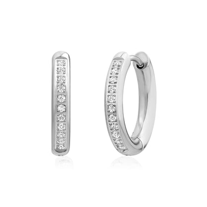 Refined Pavé Huggies - Earrings - The Steel Shop