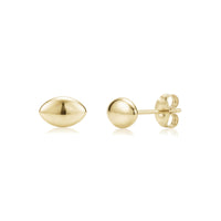 Gold sleek dome stud earrings 8x5mm made of polished stainless steel with butterfly backing