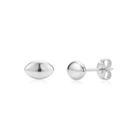 Silver sleek dome stud earrings 8x5mm made of polished stainless steel with butterfly backing