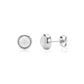 Silver-tone mother of pearl stud earrings 9mm wide showing front and side views