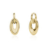 Bold oval link drop earrings in polished gold stainless steel with smooth reflective surface.