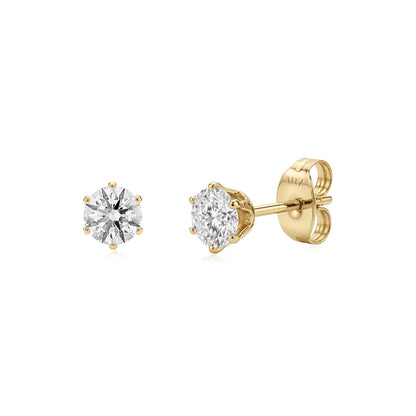 Pair of minimal 4mm stainless steel round stud earrings displayed on a white background
