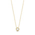 Gold sculpted bezel pearl necklace with 16 inch chain and white shell pearl pendant