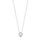 Silver sculpted bezel pearl necklace with 16 inch chain and white shell pearl pendant