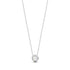 Silver sculpted bezel pearl necklace with 16 inch chain and white shell pearl pendant