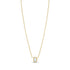 Gold stainless steel necklace featuring cushion-shaped mother of pearl charm on a delicate chain