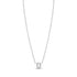 Silver stainless steel necklace with cushion-shaped mother of pearl charm on a fine chain