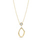 Gold stainless steel fluid drop necklace with mother of pearl square inlay pendant on adjustable chain