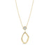 Gold stainless steel fluid drop necklace with mother of pearl square inlay pendant on adjustable chain